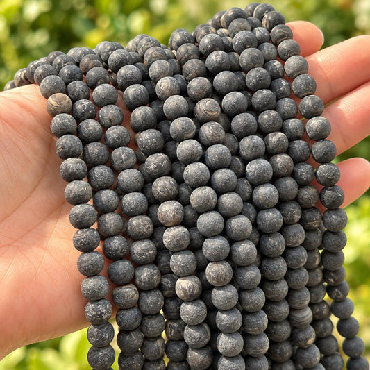 Real Buffalo HORN Beads - Premium Matte Finish - Hand-Carved From Solid Horn Tip - Smooth Round - 15.5 Inch