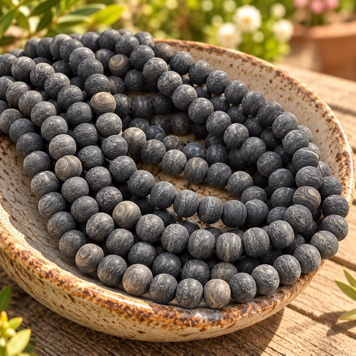 Real Buffalo HORN Beads - Premium Matte Finish - Hand-Carved From Solid Horn Tip - Smooth Round - 15.5 Inch