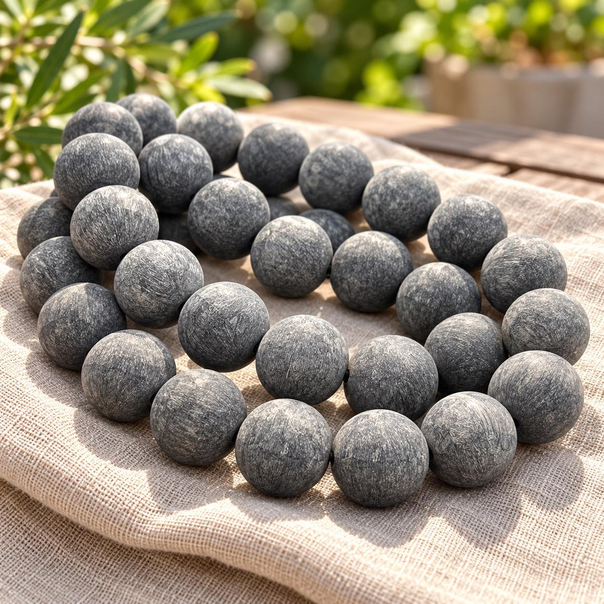 XL Real Buffalo HORN Beads - Premium Matte Finish - Hand-Carved From Solid Horn Tip - Rare Find Gigantic Smooth Round - 15.5 Inch
