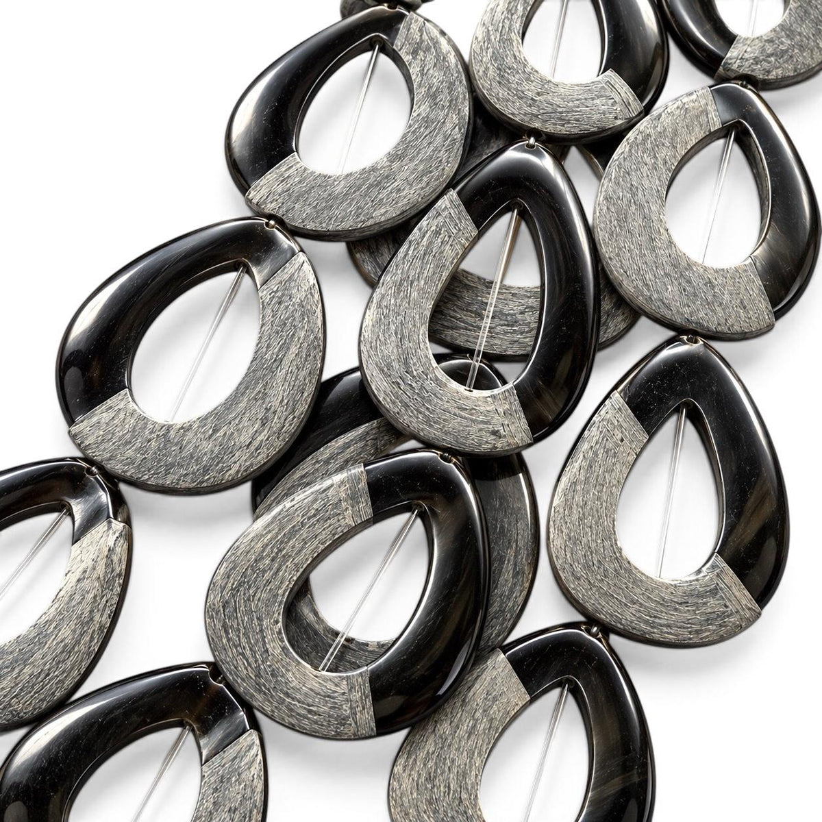Real Buffalo HORN Beads - Solid Cross-Section Cut - Matte & Polished - Hand Carved Teardrop
