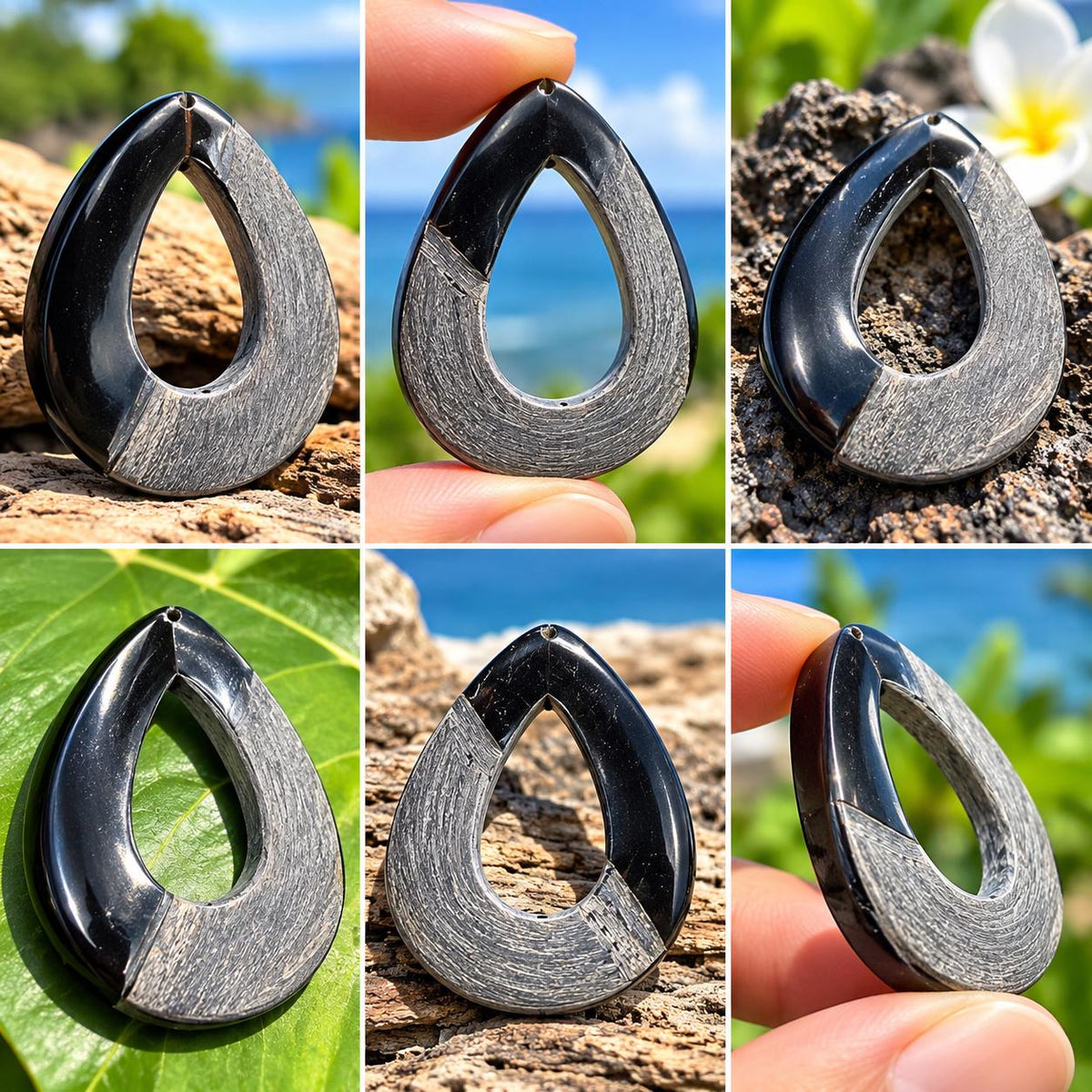 Real Buffalo HORN Beads - Solid Cross-Section Cut - Matte & Polished - Hand Carved Teardrop