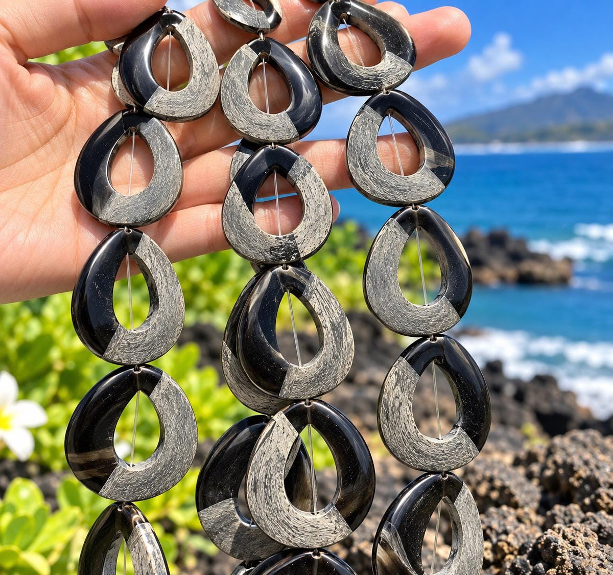 Real Buffalo HORN Beads - Solid Cross-Section Cut - Matte & Polished - Hand Carved Teardrop