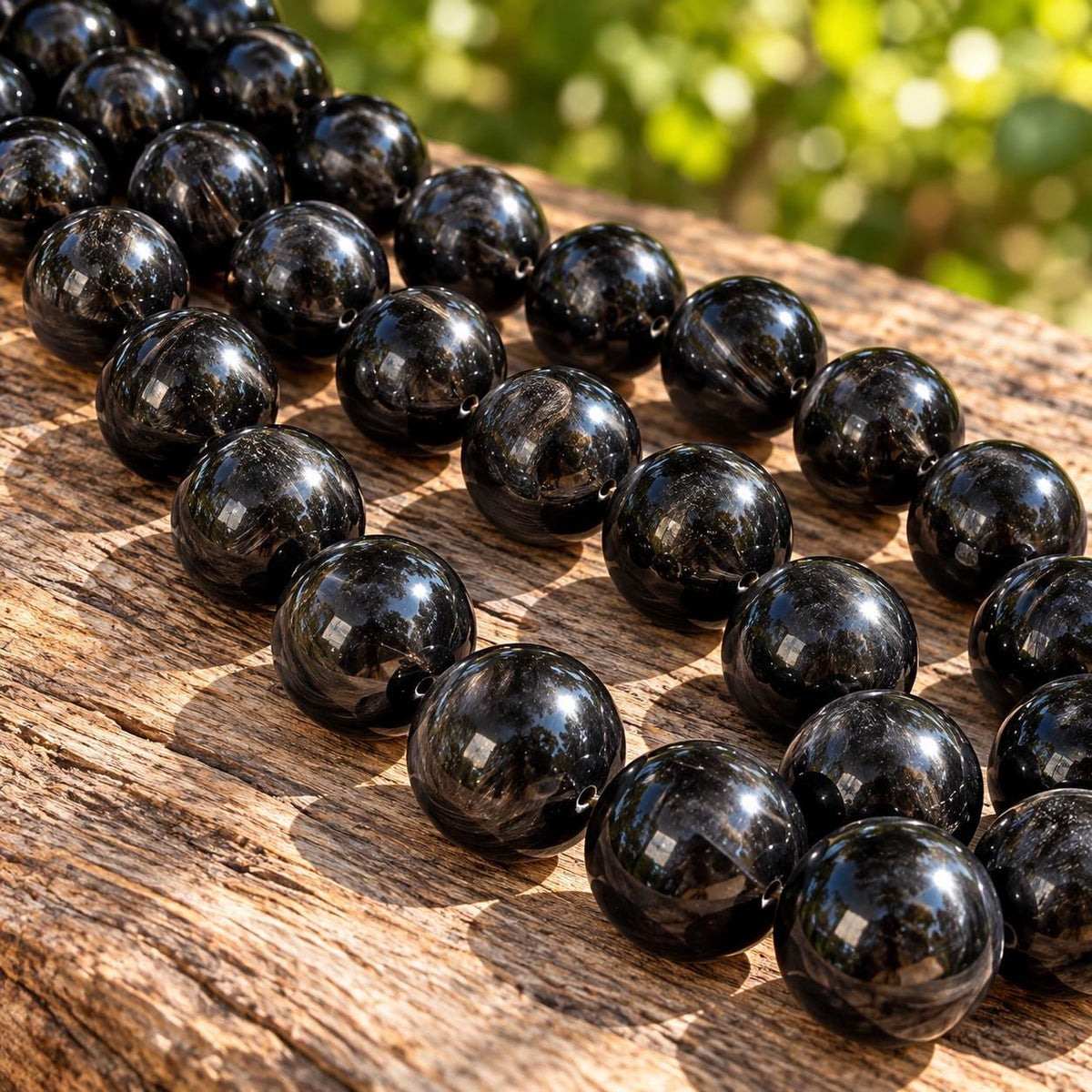 XL Real Buffalo HORN Beads - Black Luster Premium Polished - Hand-Carved From Solid Horn Tip - Rare Find Gigantic Smooth Round - 15.5 Inch