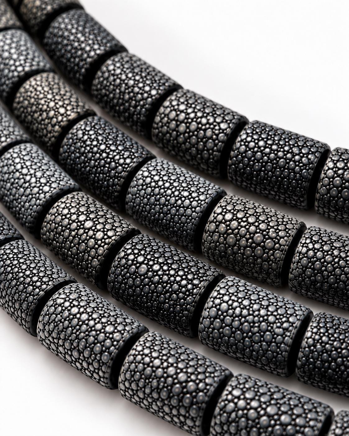 Real STINGRAY Beads - Incredible Pearl Texture Leather - Never Dyed or Color Enhanced - Small Batch Production - Tube 16X22mm (10 Beads)
