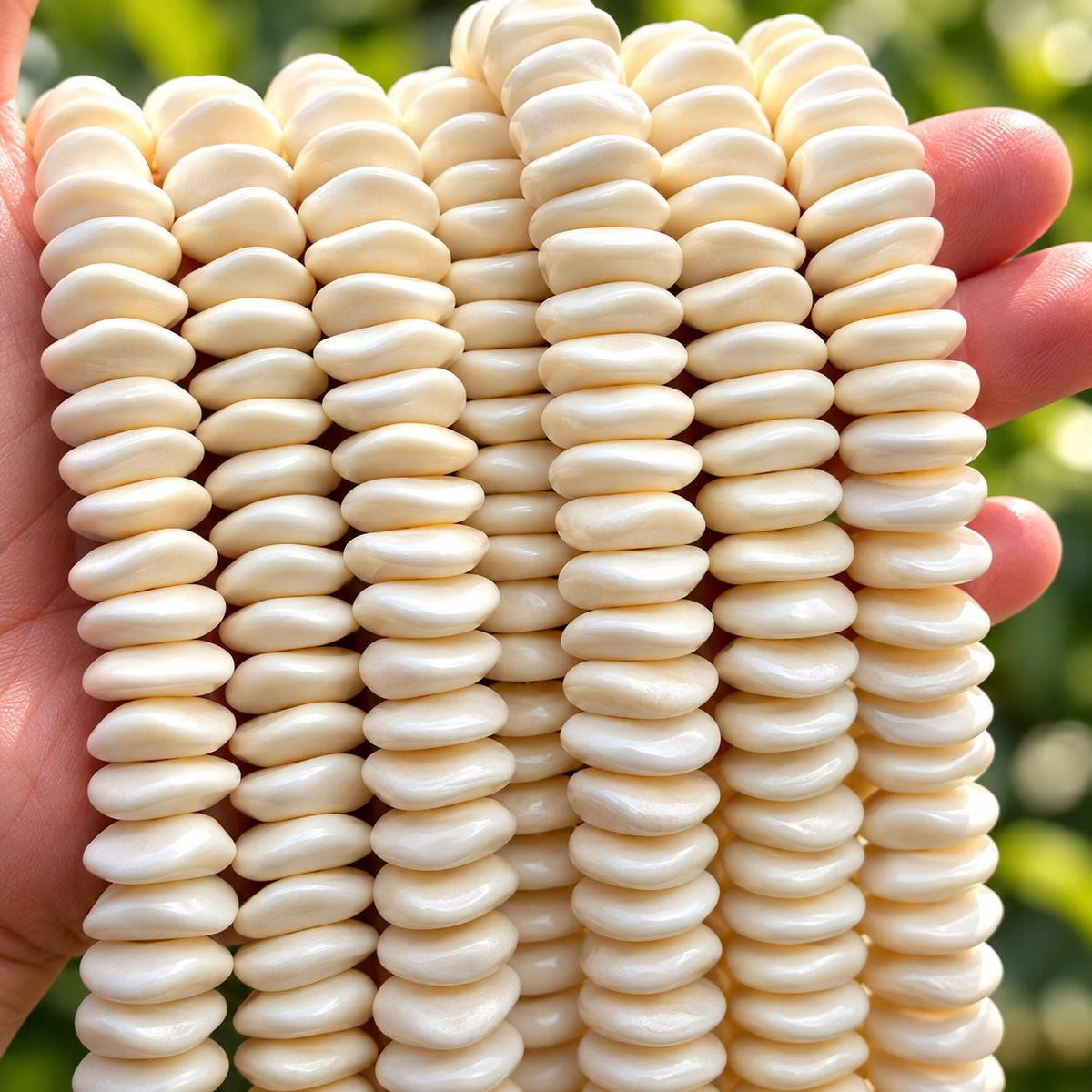 Real CAMEL Bone Beads - Incredible Smooth Texture - Never Dyed or Color Enhanced - Small Batch Production - Wavy Square Heishi