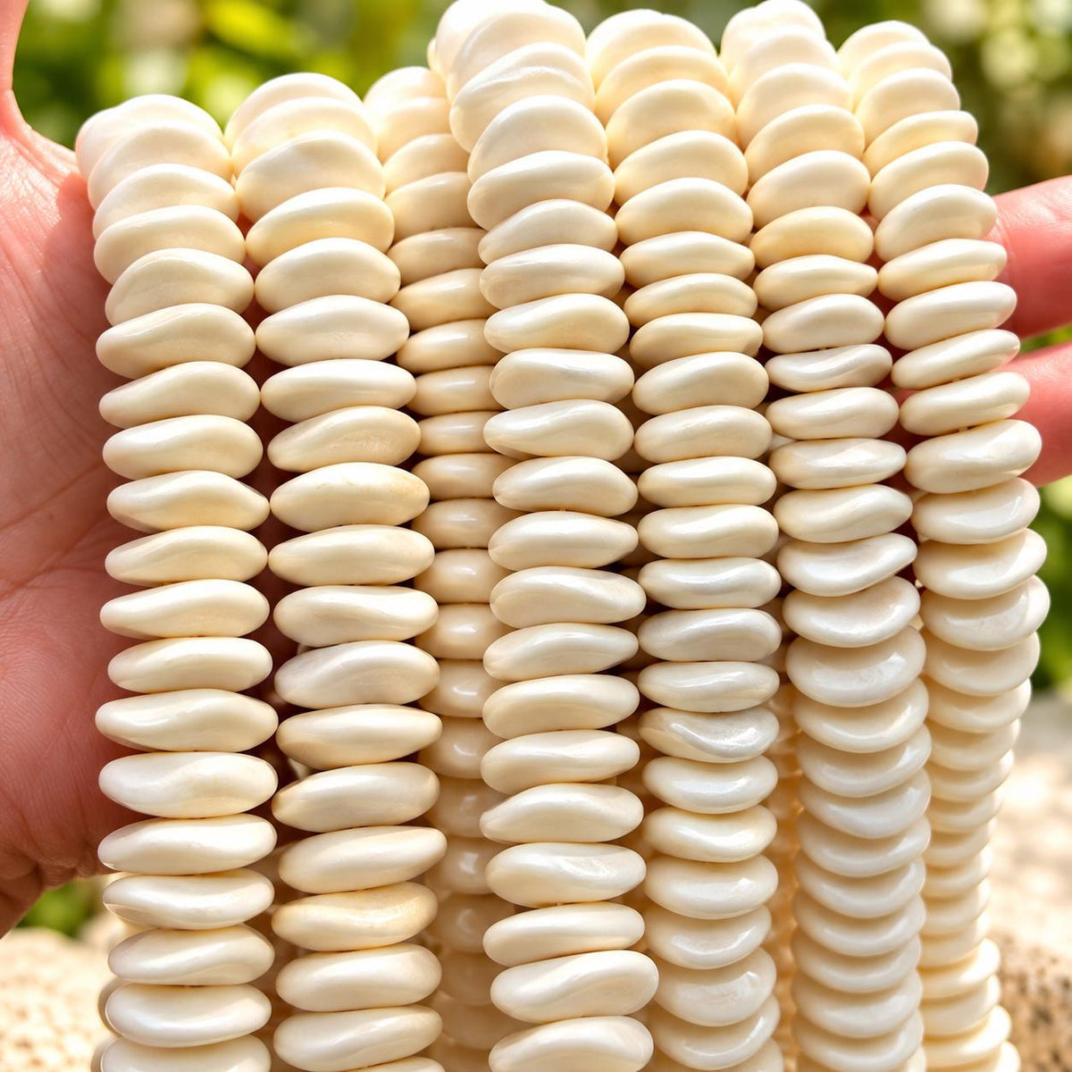 Real CAMEL Bone Beads - Incredible Smooth Texture - Never Dyed or Color Enhanced - Small Batch Production - Wavy Square Heishi