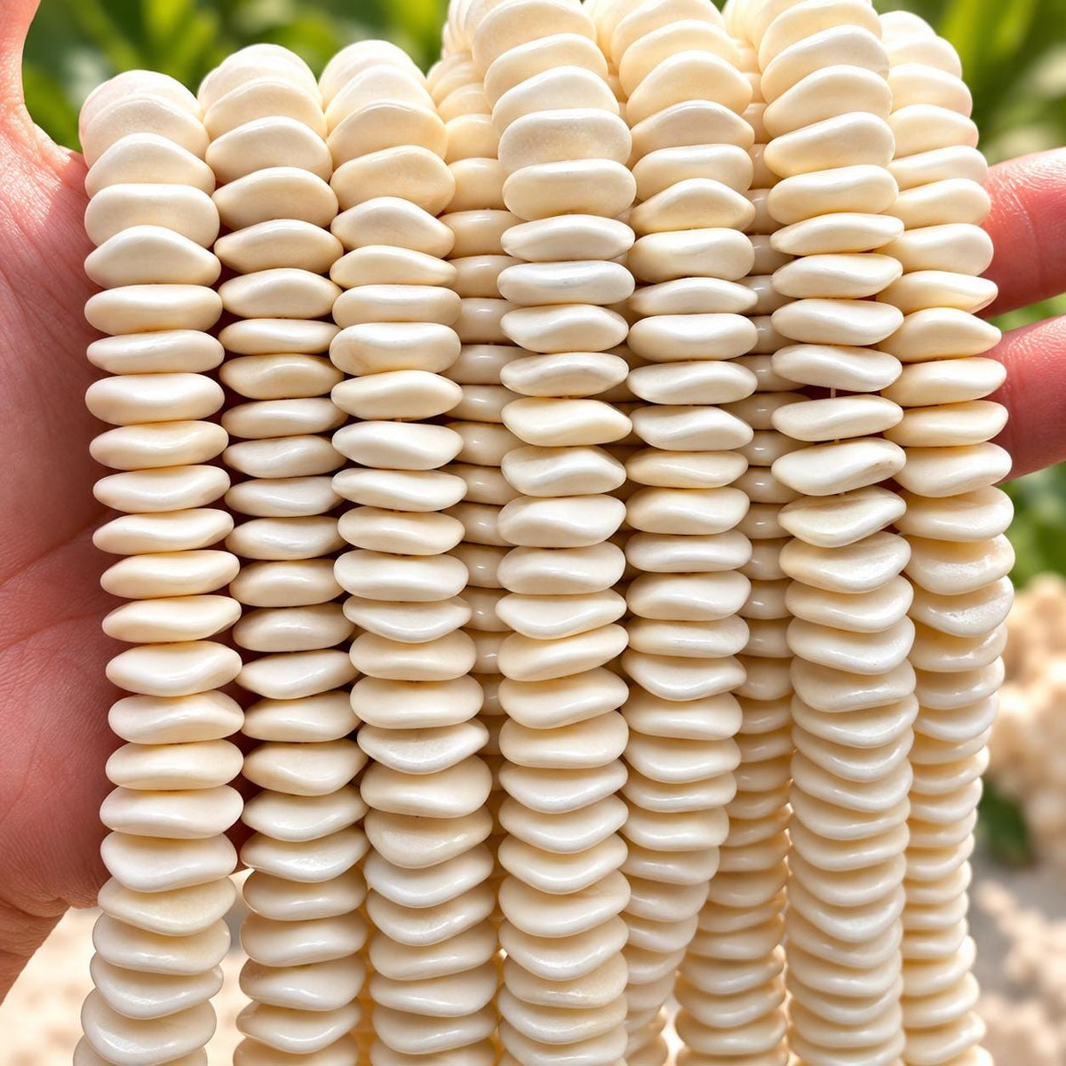 Real CAMEL Bone Beads - Incredible Smooth Texture - Never Dyed or Color Enhanced - Small Batch Production - Wavy Square Heishi