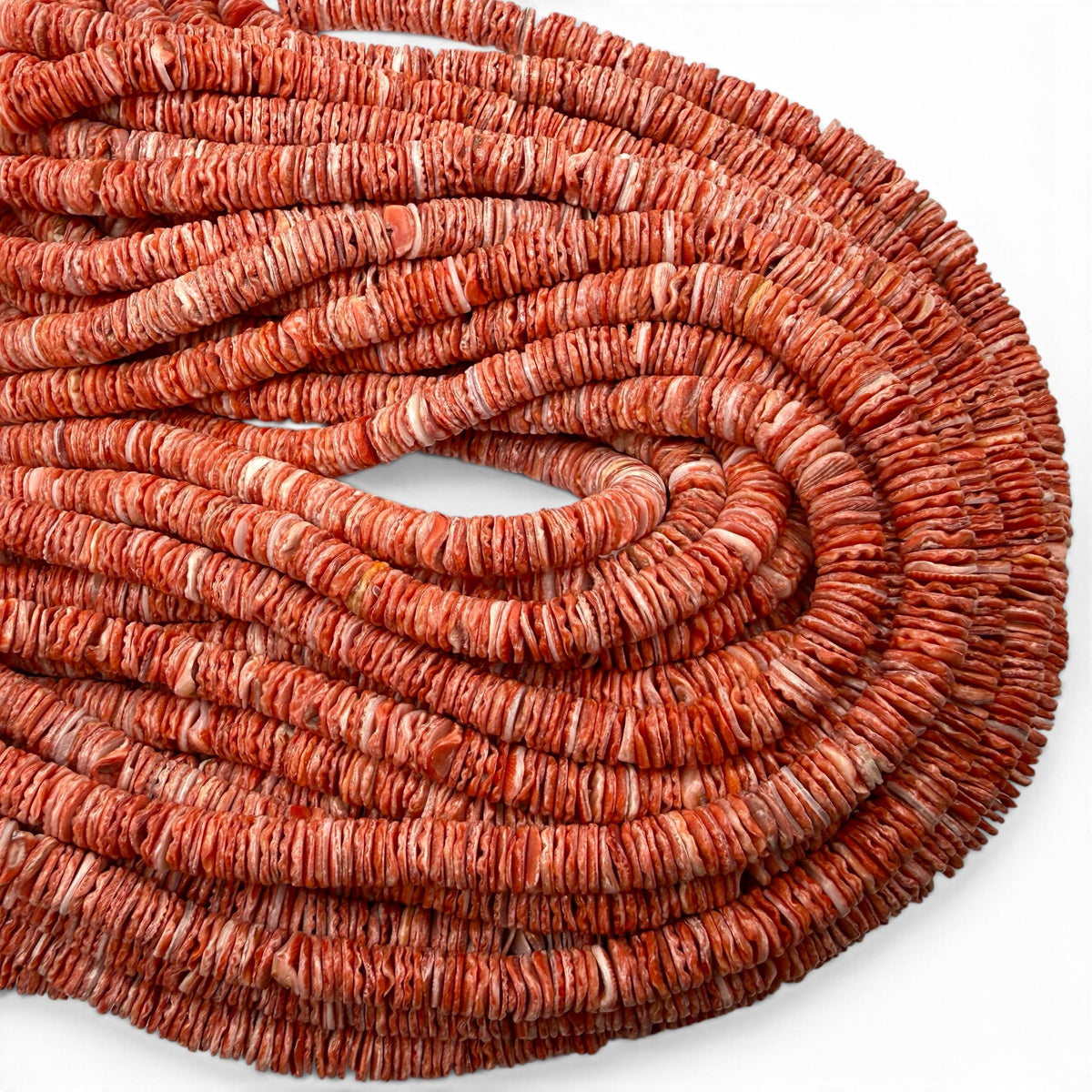 Sunrise Red Scallop Shell Beads AAA - 100% Natural - Never Dyed or Color Enhanced - Small Batch Production - Organic-Thickness Heishi