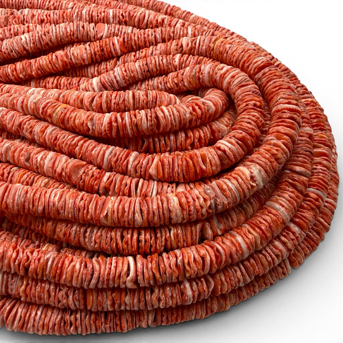 Sunrise Red Scallop Shell Beads AAA - 100% Natural - Never Dyed or Color Enhanced - Small Batch Production - Organic-Thickness Heishi