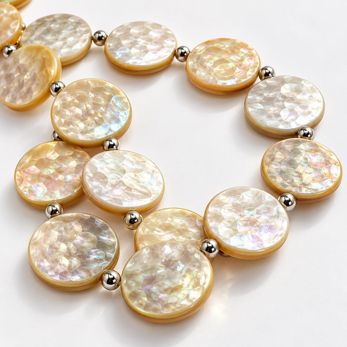Champagne Lip Oyster Shell Beads Australia - 3D Bubble Texture - Natural Never Dyed - Iridescent Double Sided Coin 20mm-  16 Pcs (G404)