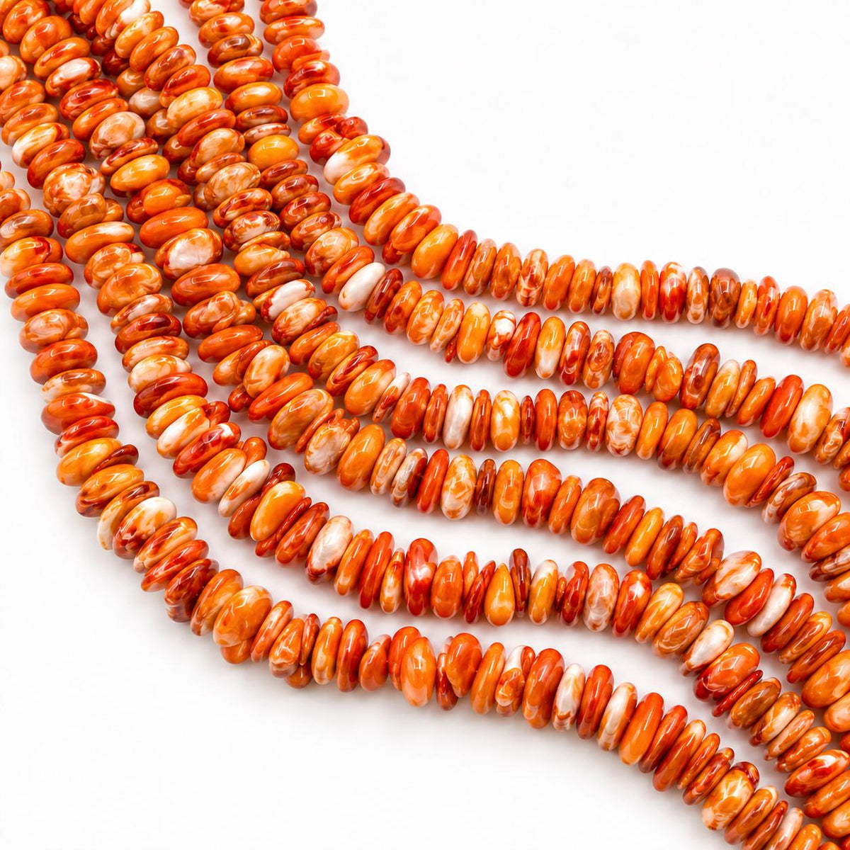 Orange Spiny Oyster Shell Beads From Mexico - Never Dyed - Polished Smooth Edges - Multicolor Irregular Freeform Chips/Sticks Tiny (#C501)