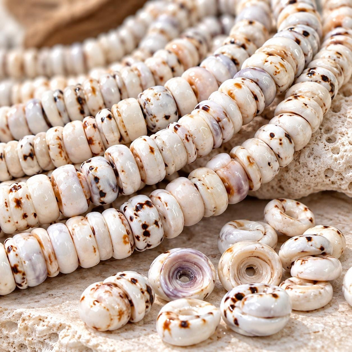 PUKA Shell Beads with Tiger Matrix - Premium Cup Shape - Minimal Bottom Cracks - Naturally Formed Holes - Never Dyed/Treated - Men's Jewelry