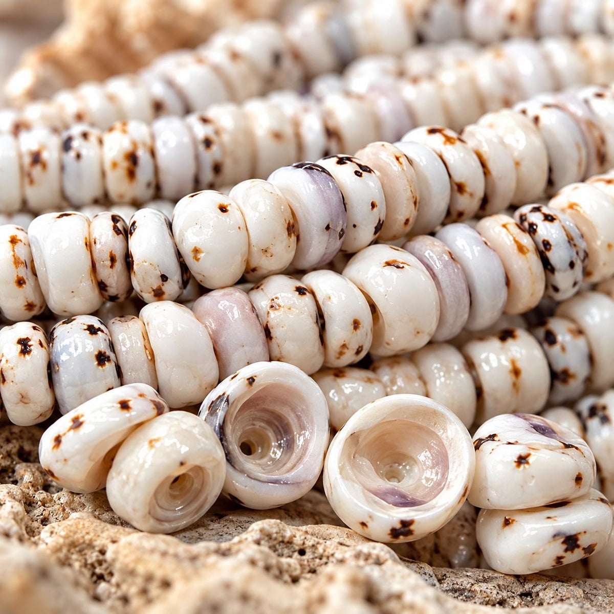 PUKA Shell Beads with Tiger Matrix - Premium Cup Shape - Minimal Bottom Cracks - Naturally Formed Holes - Never Dyed/Treated - Men's Jewelry