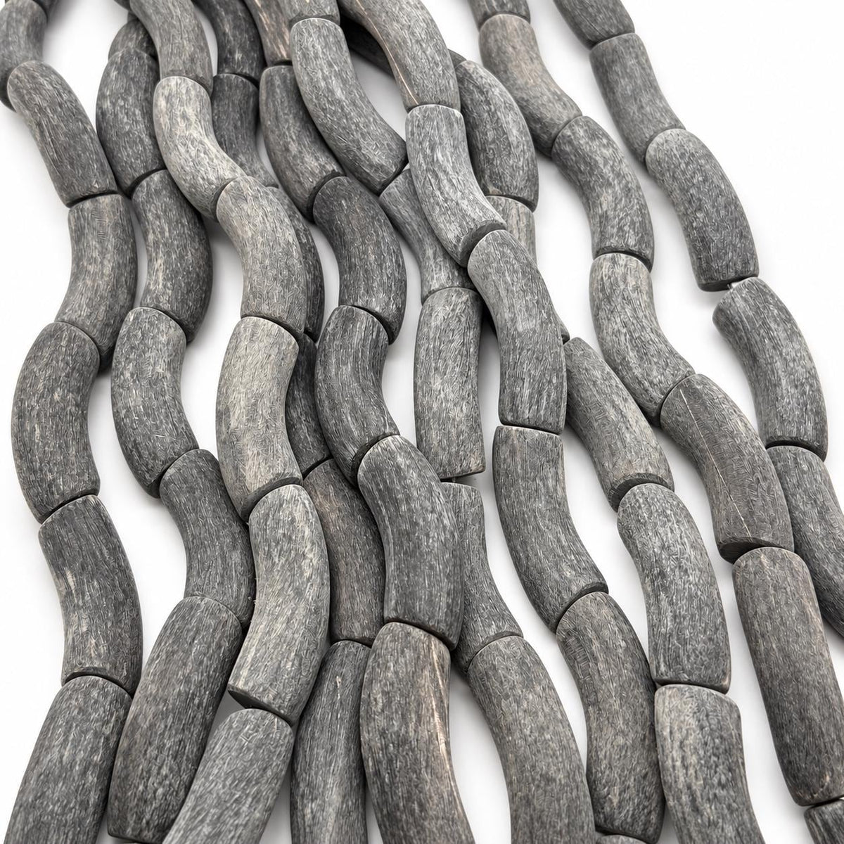 Real Buffalo HORN Beads - Premium Matte Finish - Naturally Curved Tube - Hand-Carved From Solid Horn Tip
