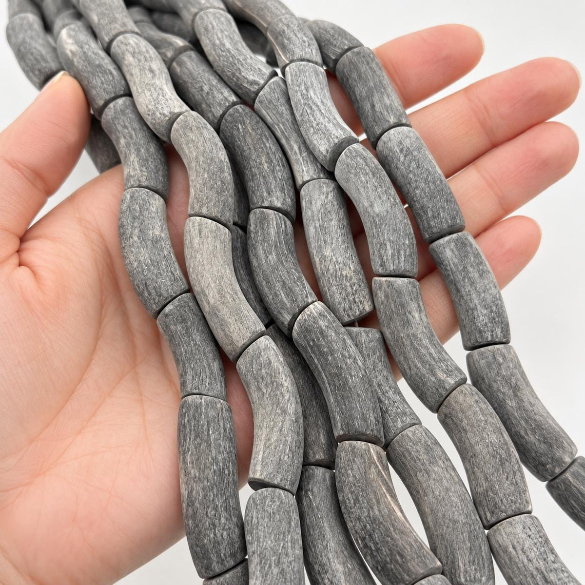 Real Buffalo HORN Beads - Premium Matte Finish - Naturally Curved Tube - Hand-Carved From Solid Horn Tip