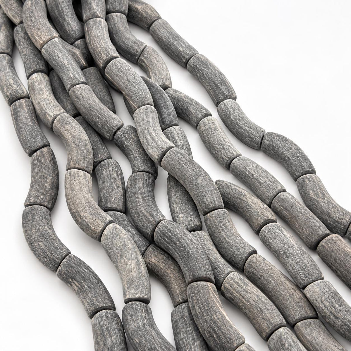 Real Buffalo HORN Beads - Premium Matte Finish - Naturally Curved Tube - Hand-Carved From Solid Horn Tip