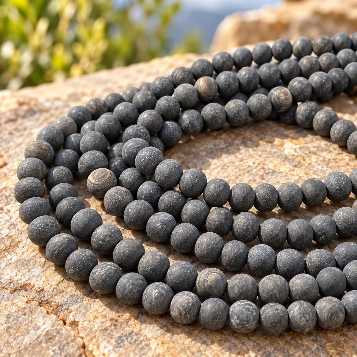 Real Buffalo HORN Beads - Premium Matte Finish - Hand-Carved From Solid Horn Tip - Smooth Round - 15.5 Inch