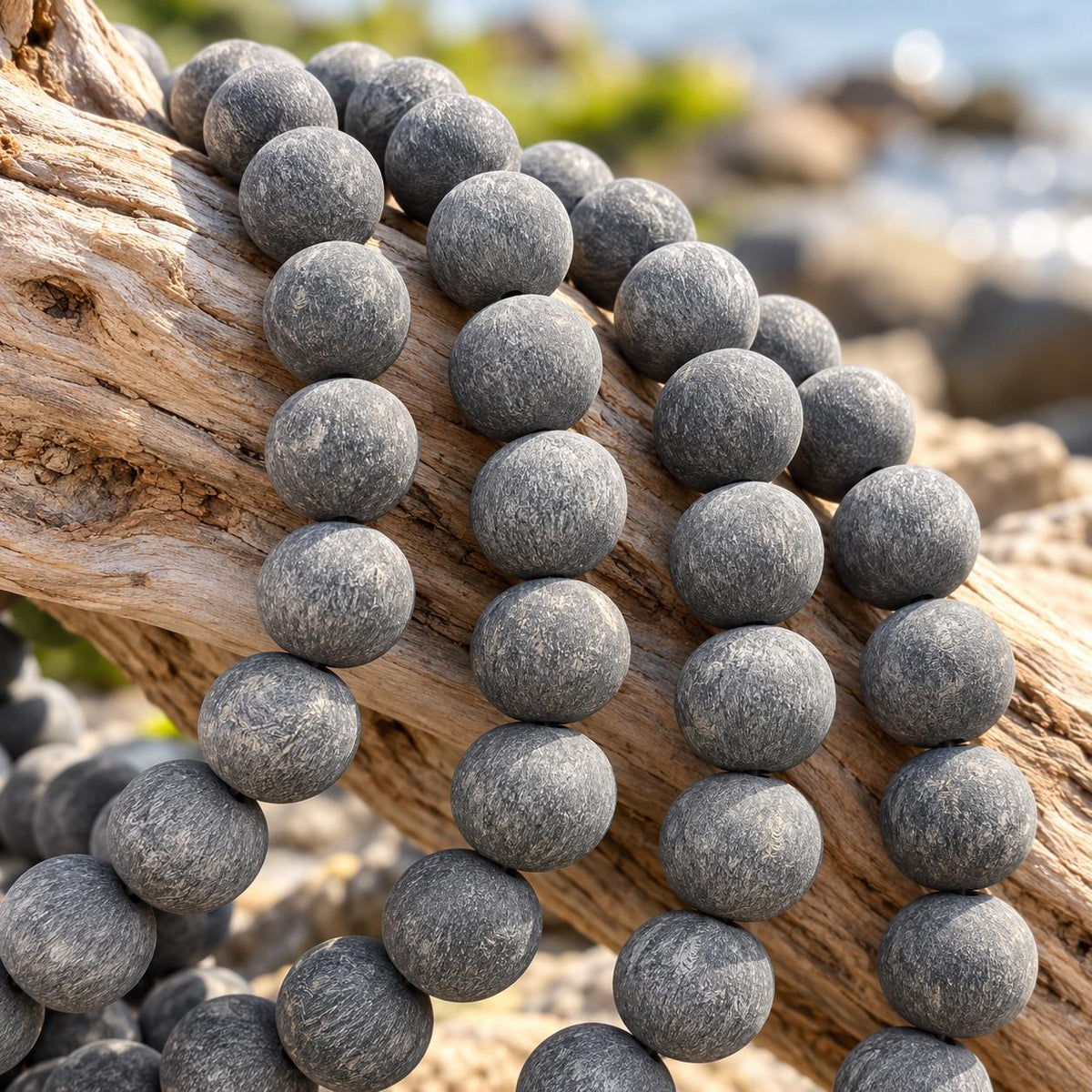 XL Real Buffalo HORN Beads - Premium Matte Finish - Hand-Carved From Solid Horn Tip - Rare Find Gigantic Smooth Round - 15.5 Inch