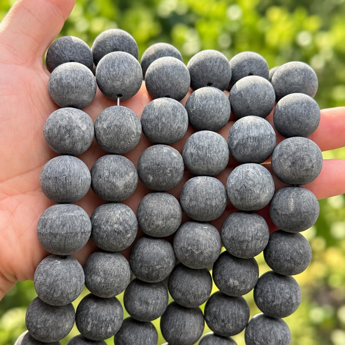 XL Real Buffalo HORN Beads - Premium Matte Finish - Hand-Carved From Solid Horn Tip - Rare Find Gigantic Smooth Round - 15.5 Inch