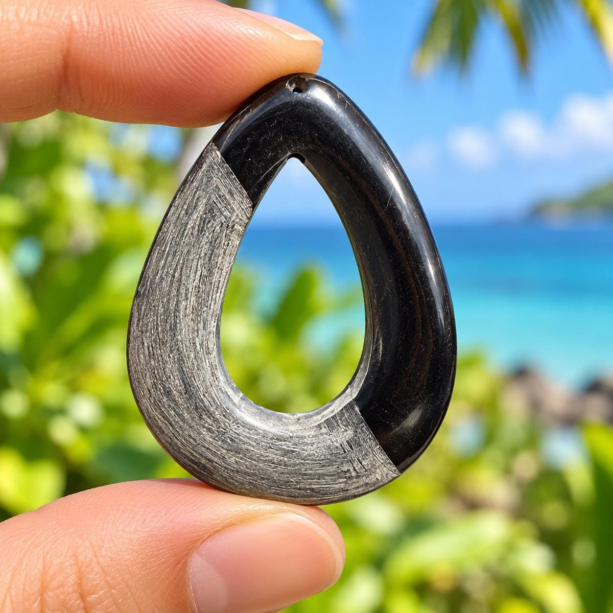 Real Buffalo HORN Beads - Solid Cross-Section Cut - Matte & Polished - Hand Carved Teardrop