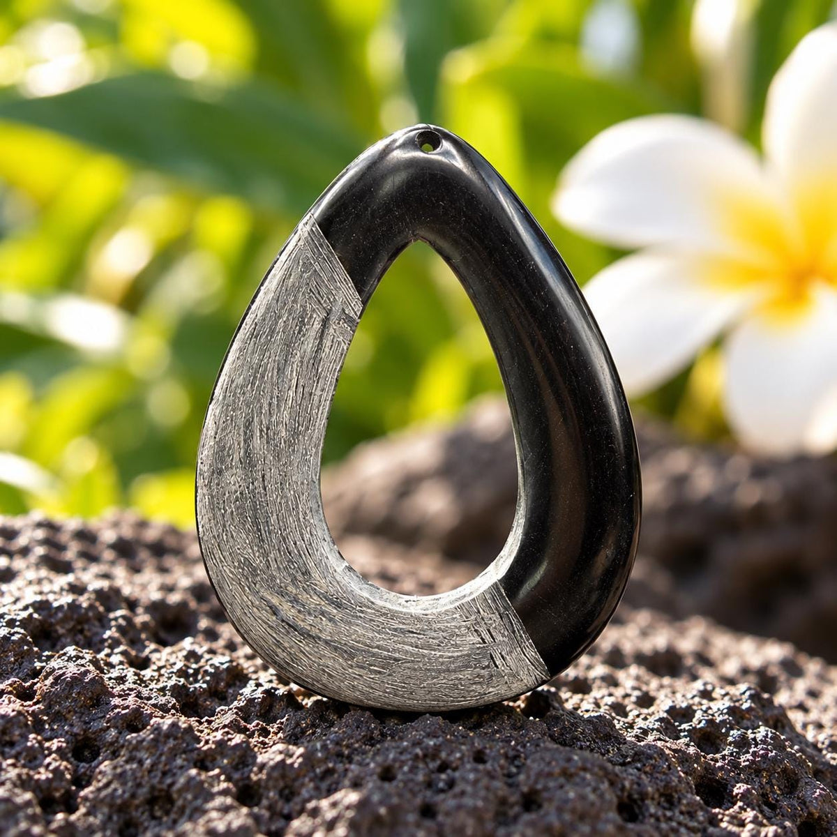 Real Buffalo HORN Beads - Solid Cross-Section Cut - Matte & Polished - Hand Carved Teardrop