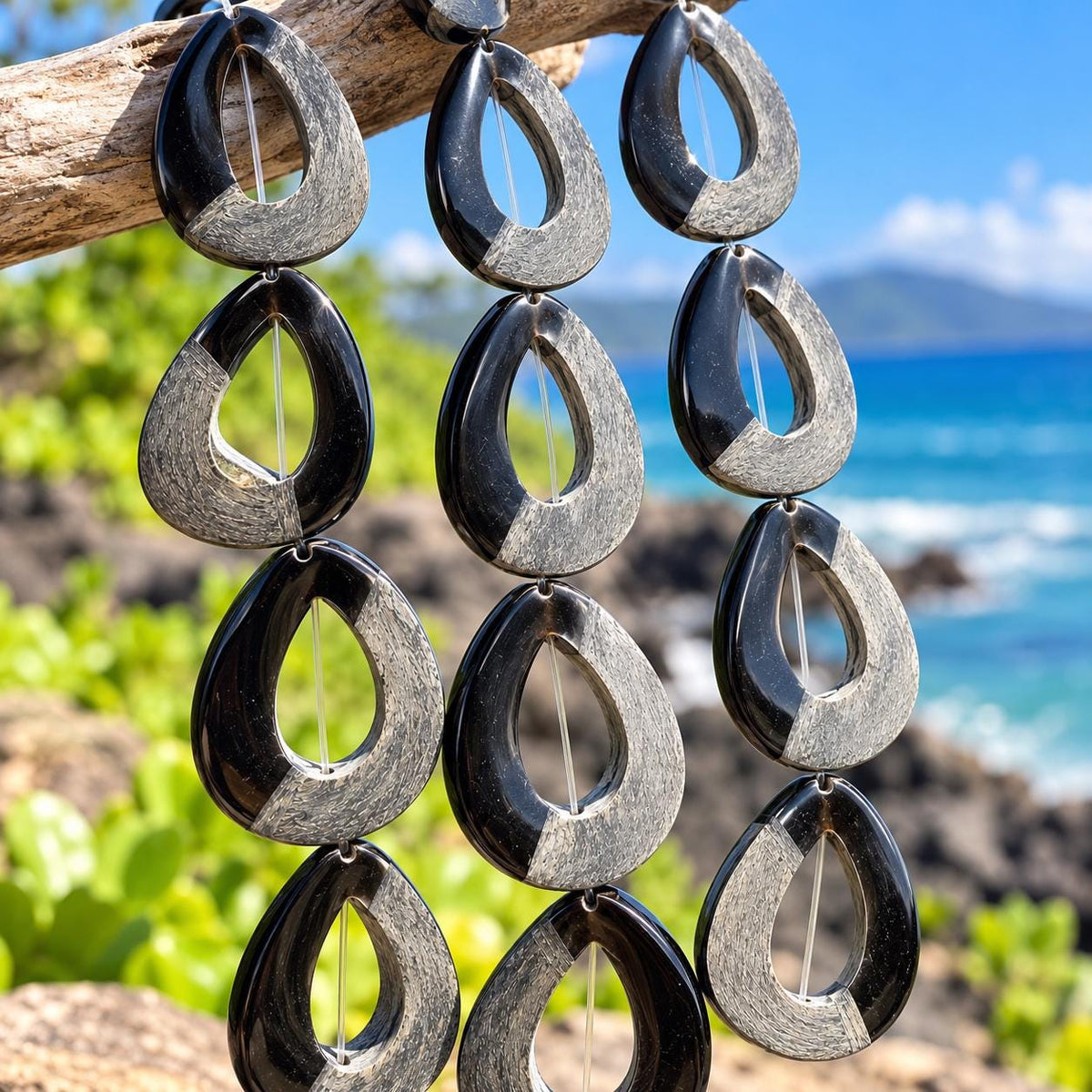 Real Buffalo HORN Beads - Solid Cross-Section Cut - Matte & Polished - Hand Carved Teardrop