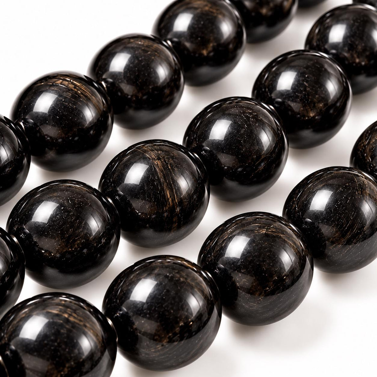 XL Real Buffalo HORN Beads - Black Luster Premium Polished - Hand-Carved From Solid Horn Tip - Rare Find Gigantic Smooth Round - 15.5 Inch