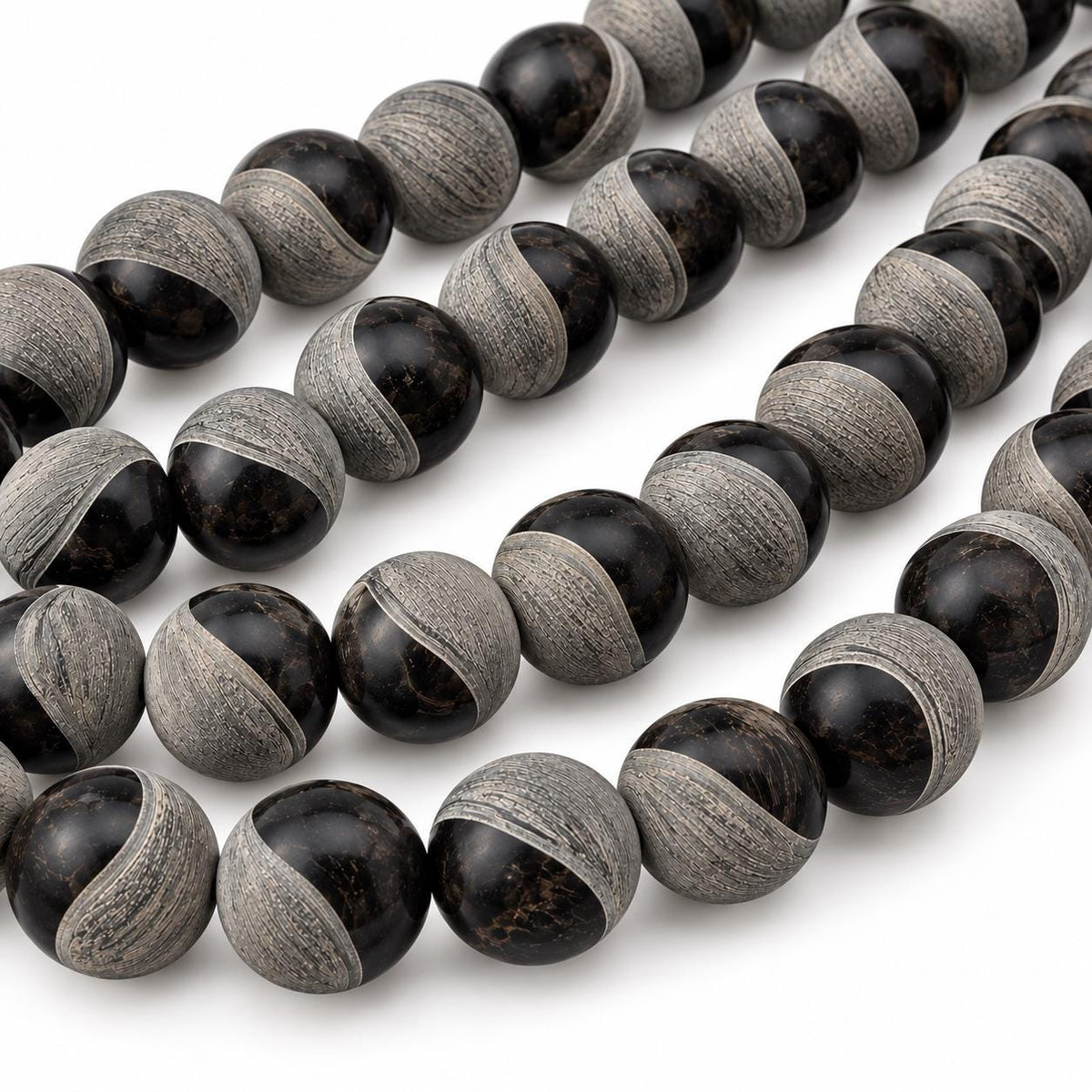 XL Real Buffalo HORN Beads - Matte & Polished - Hand-Carved From Solid Horn Tip - Rare Find Gigantic 20mm Round - 20 Pcs - 15.5 Inch