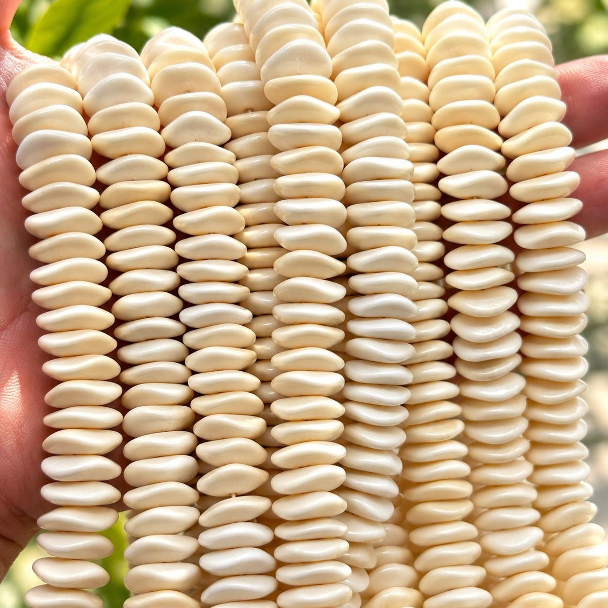 Real CAMEL Bone Beads - Incredible Smooth Texture - Never Dyed or Color Enhanced - Small Batch Production - Wavy Square Heishi