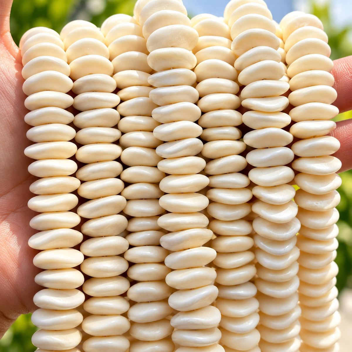 Real CAMEL Bone Beads - Incredible Smooth Texture - Never Dyed or Color Enhanced - Small Batch Production - Wavy Square Heishi