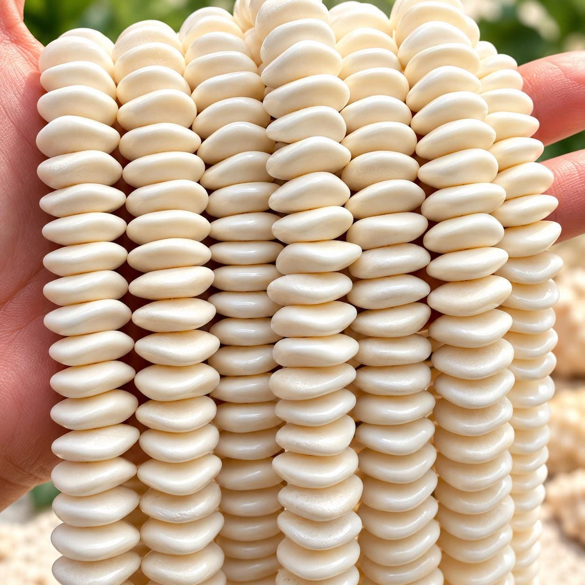 Real CAMEL Bone Beads - Incredible Smooth Texture - Never Dyed or Color Enhanced - Small Batch Production - Wavy Square Heishi