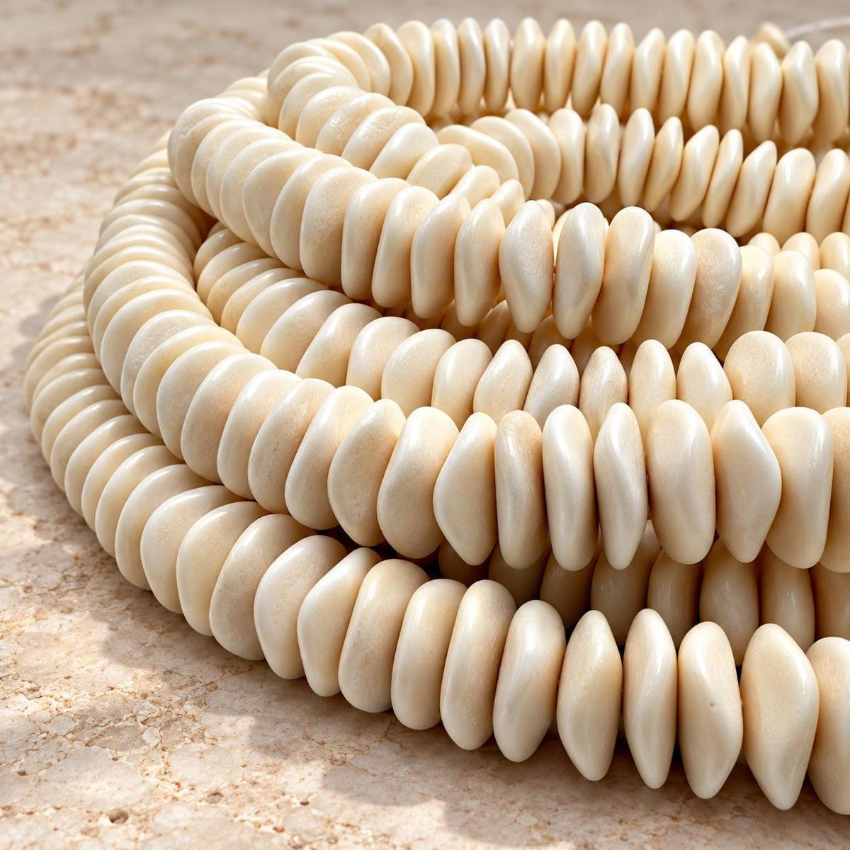Real CAMEL Bone Beads - Incredible Smooth Texture - Never Dyed or Color Enhanced - Small Batch Production - Wavy Square Heishi