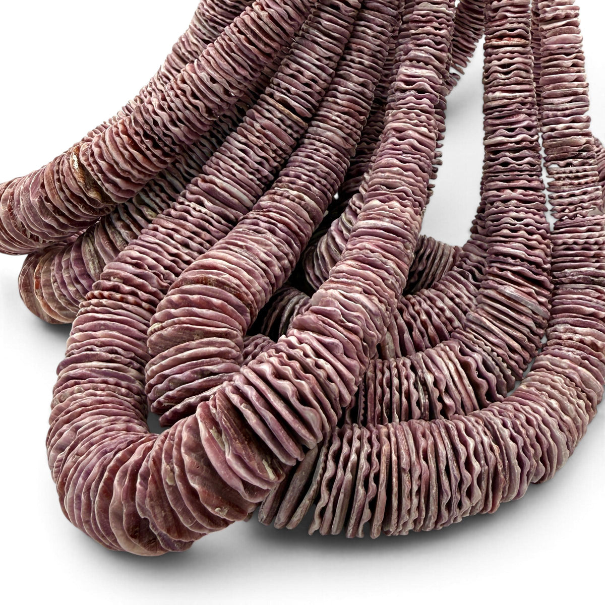 XL Graduated Purple Scallop Shell Beads - Indo Pacific Region - Never Dyed or Color Enhanced - Small Batch Production - Heishi 4-20mm