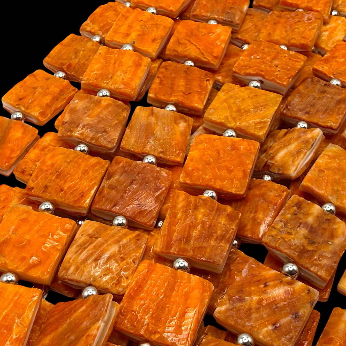 Spiny Oyster Shell Beads Mexico Origin - Natural Rough Texture - Unpolished Finish - Native American Style - Double Sided 15mm Square 22Pcs