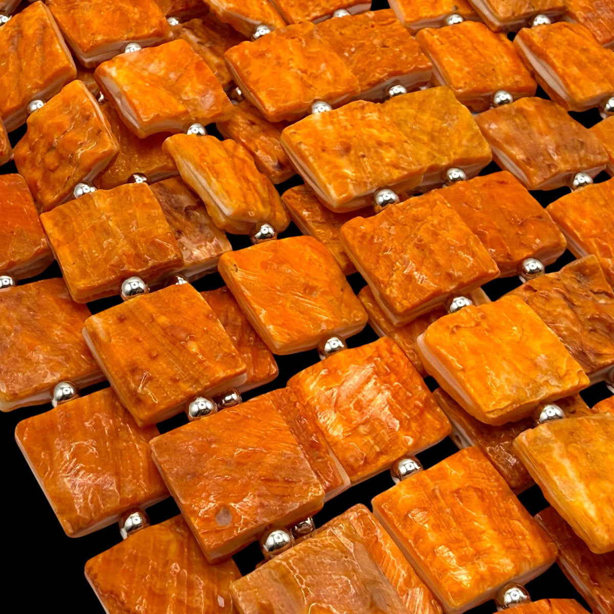 Spiny Oyster Shell Beads Mexico Origin - Natural Rough Texture - Unpolished Finish - Native American Style - Double Sided 15mm Square 22Pcs