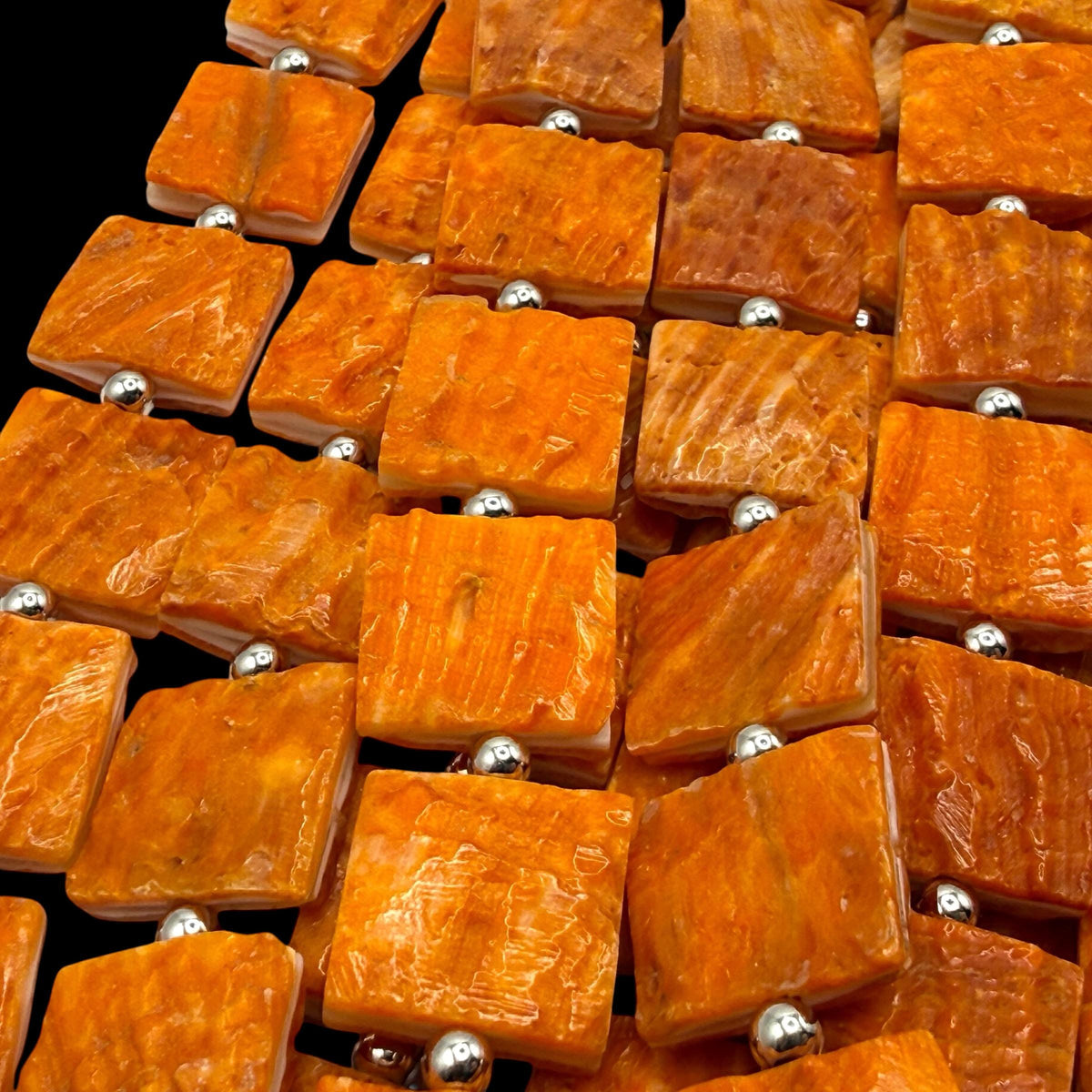Spiny Oyster Shell Beads Mexico Origin - Natural Rough Texture - Unpolished Finish - Native American Style - Double Sided 15mm Square 22Pcs