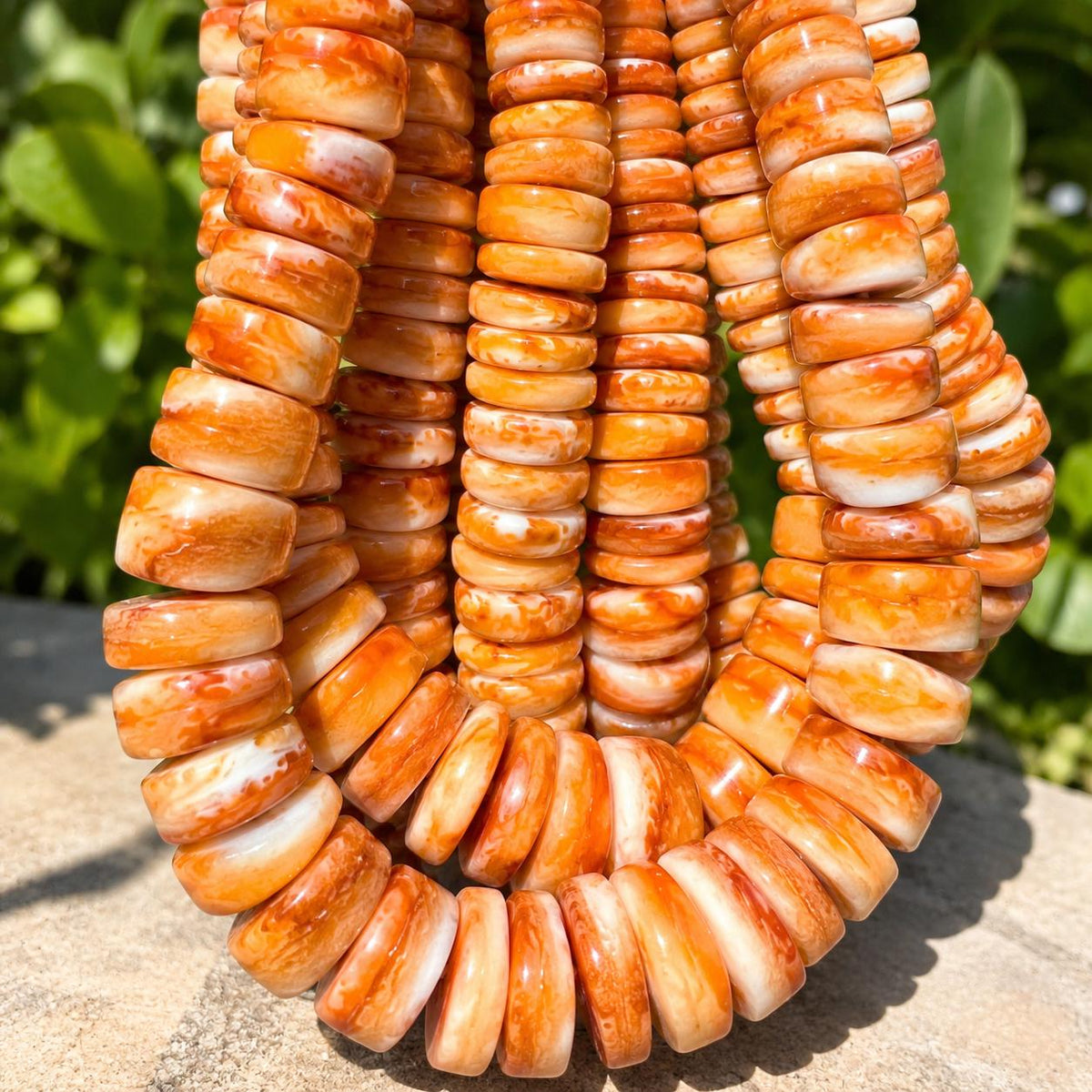 XL GRADUATED Creamy Spiny Oyster Shell Beads - Light Orange Color - Small Batch Production - Freeform Irregular-Thickness Heishi 8-18mm
