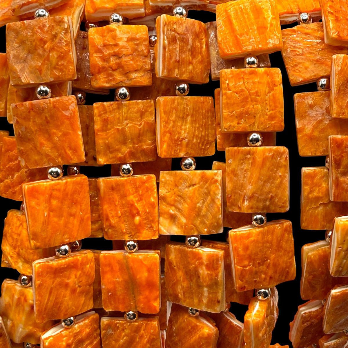 Spiny Oyster Shell Beads Mexico Origin - Natural Rough Texture - Unpolished Finish - Native American Style - Double Sided 15mm Square 22Pcs