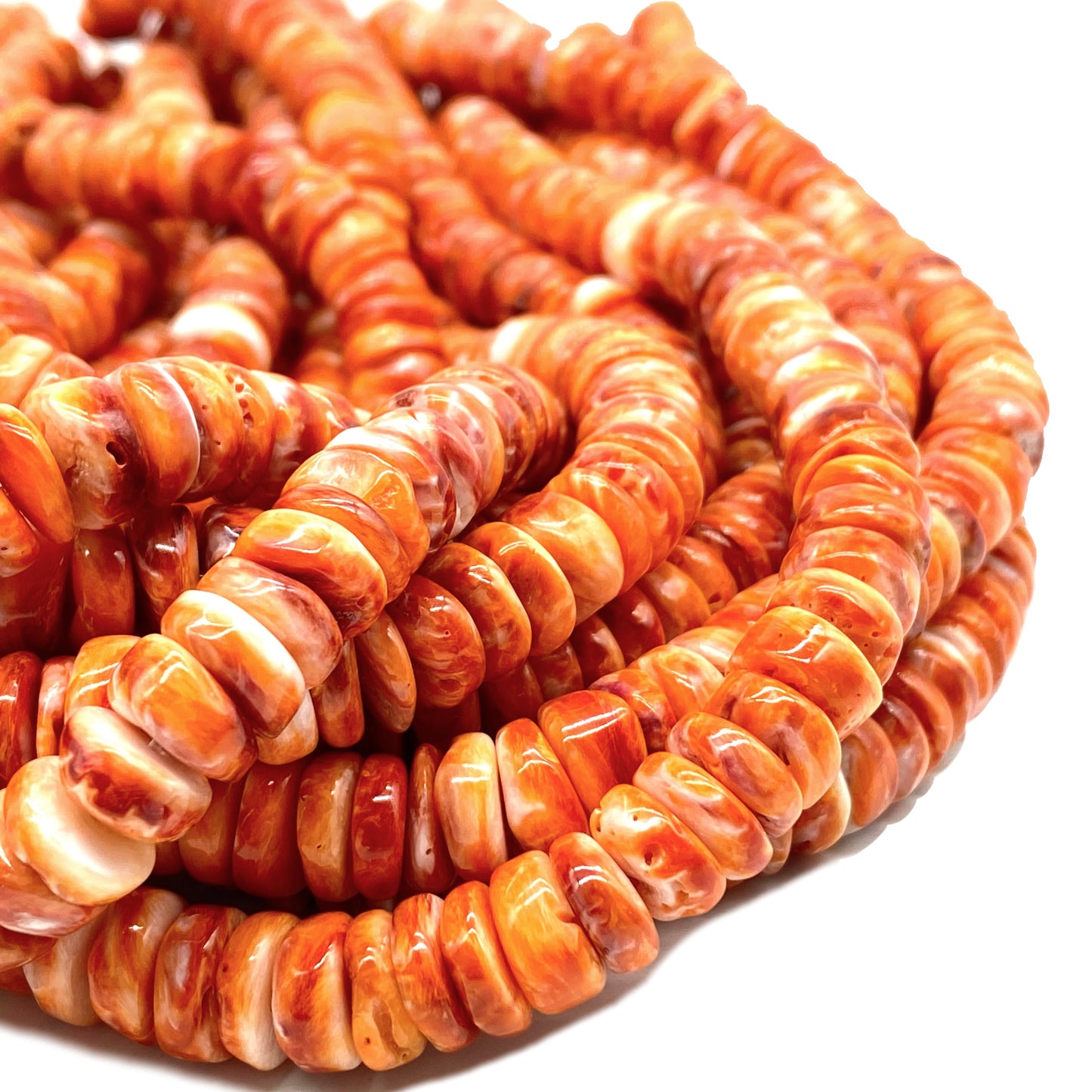 Mexican Sunset-Orange Spiny Oyster Shell Beads Rondelle Heishi Shape For DIY Jewelry Making