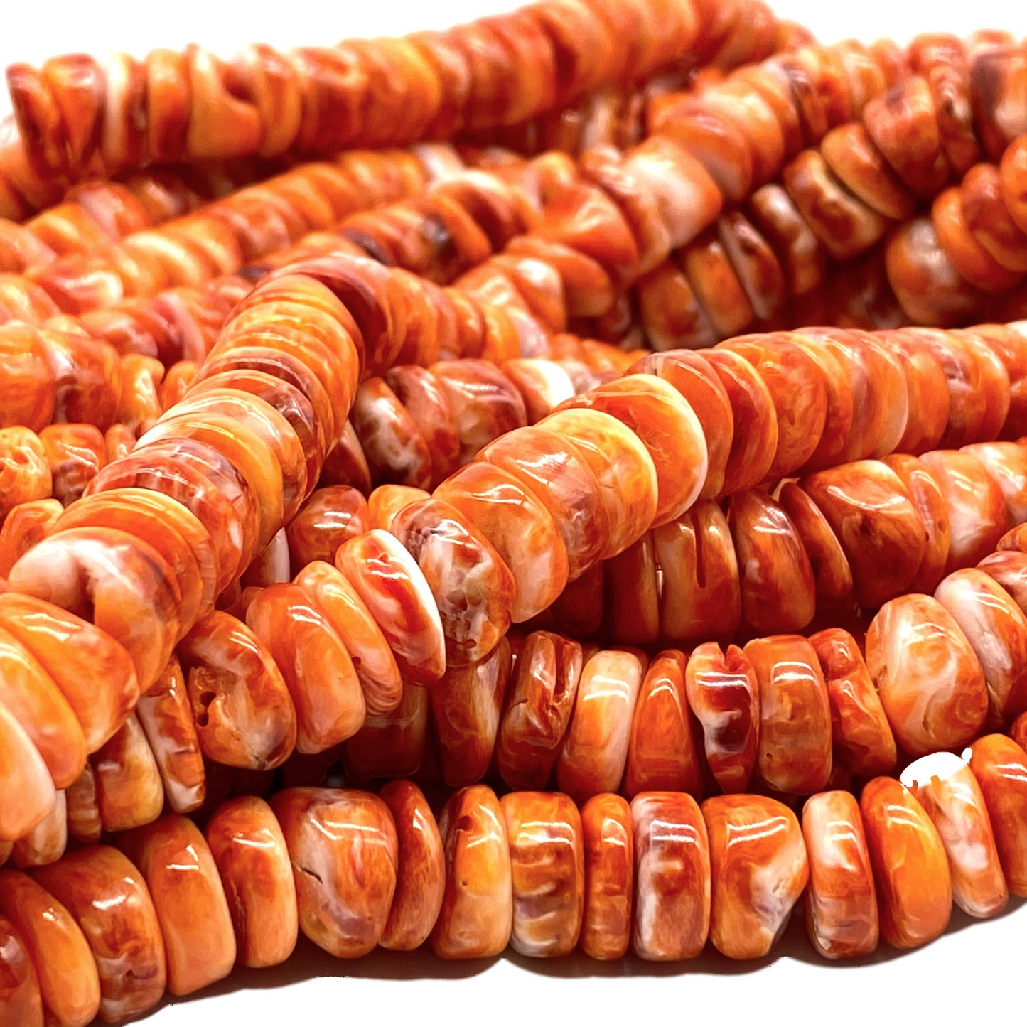 Mexican Sunset-Orange Spiny Oyster Shell Beads Rondelle Heishi Shape For DIY Jewelry Making