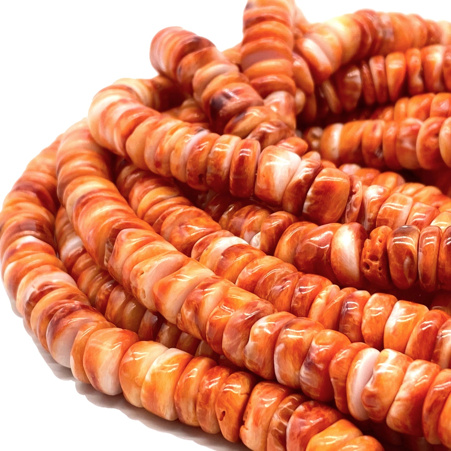 Mexican Sunset-Orange Spiny Oyster Shell Beads Rondelle Heishi Shape For DIY Jewelry Making