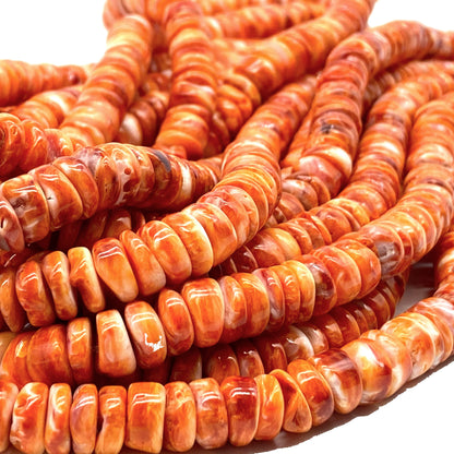 Mexican Sunset-Orange Spiny Oyster Shell Beads Rondelle Heishi Shape For DIY Jewelry Making