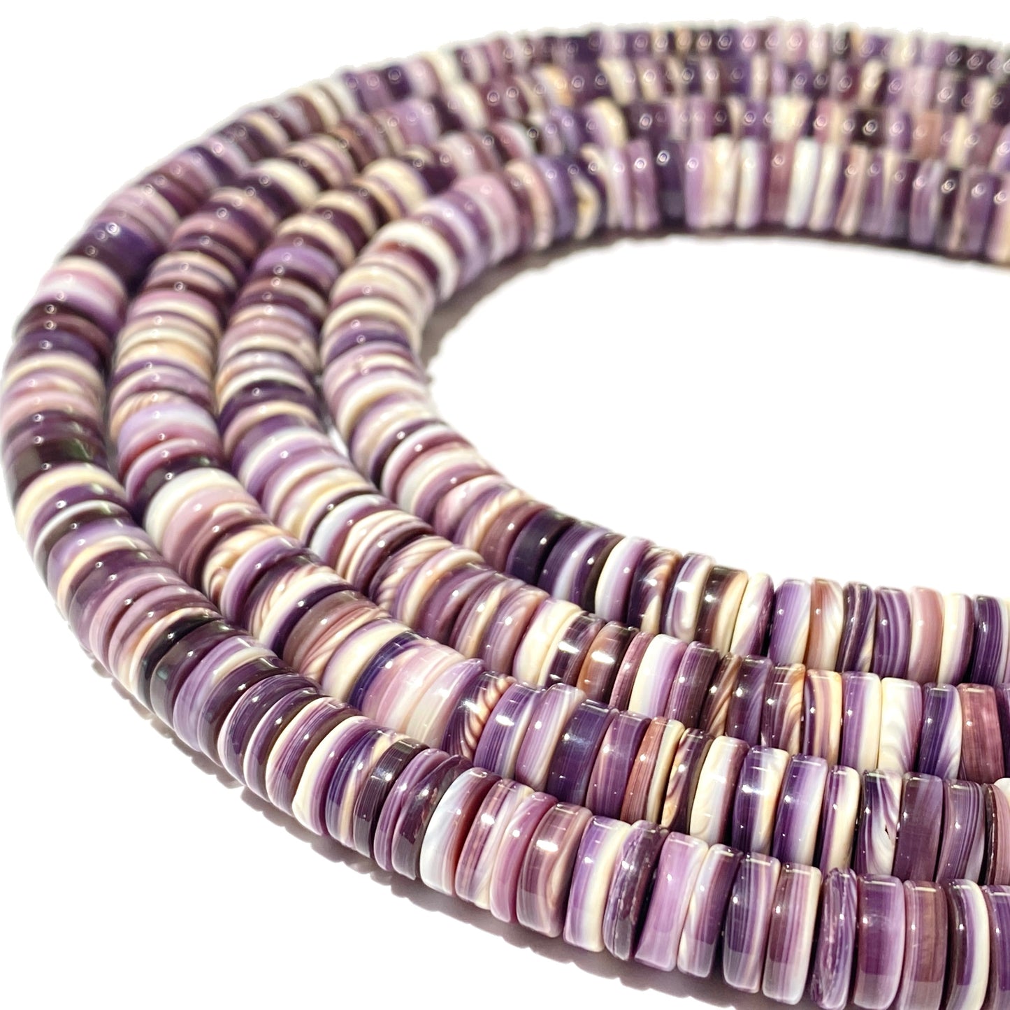 Lavender Wampum Shell Beads From New England/ Rhode Island (America's First Currency From Year 1637-1673) Smooth Heishi For DIY Jewelry Making